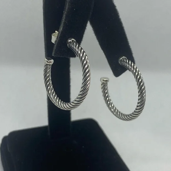 David Yurman cable hoop earrings 1” diameter